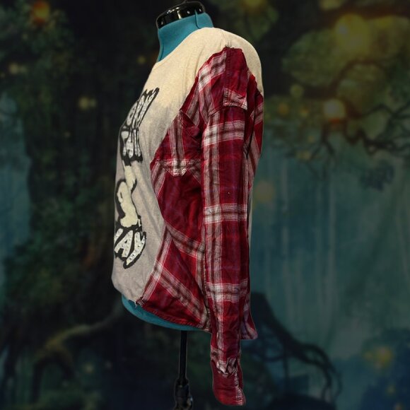 Lady Gaga “Born This Way” Reworked Sweatshirt • Spliced Flannel Sleeves • OS - Picture 2 of 4